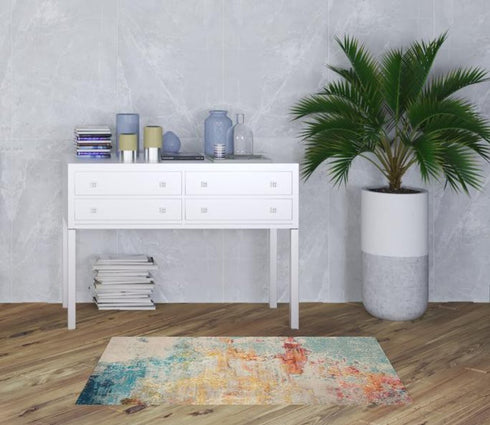2' X 4' Sealife Abstract Power Loom Non Skid Area Rug